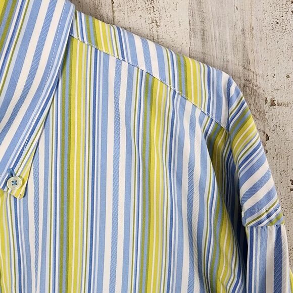 Tommy Hilfiger Striped Button Down Shirt Blue Yellow Size XL - Picture 5 of 11